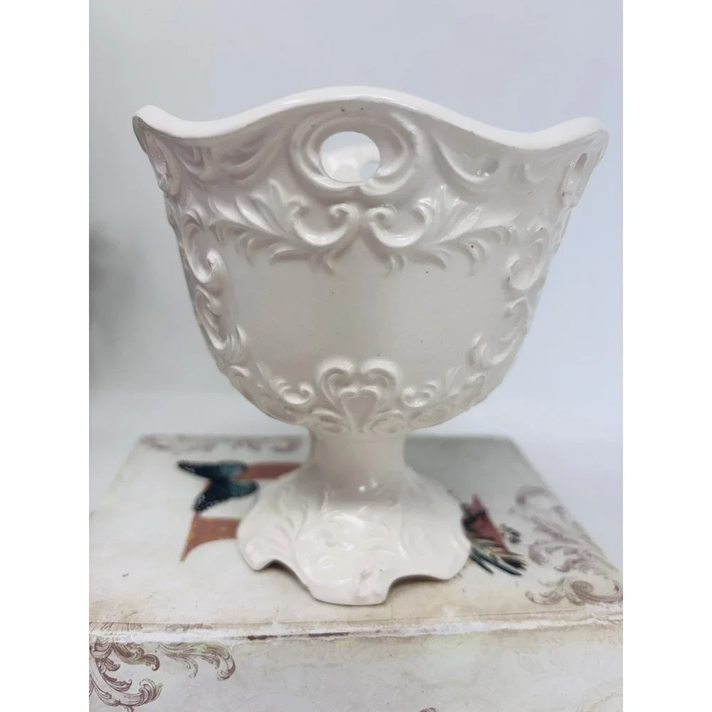 Vintage National Potteries Cleveland Pottery White Planter Vase Cottagecore